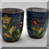 K13. Pair of pottery saki cups. 3”h - $16